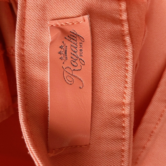 Royalty Double Button Ankle Cropped Pants 8 Orange Peach - Picture 9 of 16